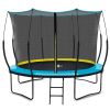 YC 10FT Recreational Trampolines with Enclosure for Kids and Adults with Patented Fiberglass Poles Pumpkin - Blue