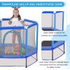 55'' Toddlers Trampoline with Safety Enclosure Net and Balls, Indoor Outdoor Mini Trampoline for Kids