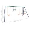 Swing Set with Gymnastic Rings and 4 Seats Steel