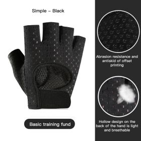 Breathable Fitness Gloves Gym Weightlifting Yoga Bodybuilding Training Sports Thin Non-slip Half Finger Cycling Gloves Equipment (Ships From: China, Color: Black XL4)