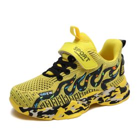 Outdoor Kids Casual Shoes Sale Breathable Mesh Soft Boys Fashion Unisex Running Chaussure Enfant Spring Summer Autumn Winter (Color: Yellow, size: 35)