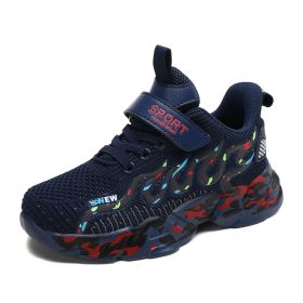 Outdoor Kids Casual Shoes Sale Breathable Mesh Soft Boys Fashion Unisex Running Chaussure Enfant Spring Summer Autumn Winter (Color: dark blue, size: 33)