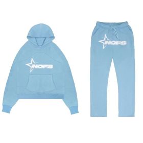 Tracksuit Mens Y2k Loose Casual Jogging Suit Nofs Printed Streetwear Hoodie Sweatpants Set (Color: light blue, size: M)