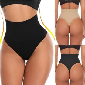 High Waist Tummy Tightening Thong (Color: Black, size: 3XL)