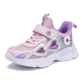 Kids Sneakers Girls Breathable Mesh Sport Shoes Non-slip Running Shoes Slip-on Children Light Casual Walking Shoe Tenis Infantil (Color: purple girls shoes, size: 10)