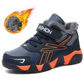 Boys Sneakers Winter Shoes Kids Cotton Shoes Fashion Fur Warm Outdoor Trainer Kids Running Shoes Children Sport Shoe Boots Tenis (Color: Orange, size: 3)