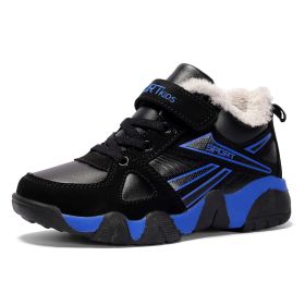 Boys Sneakers Winter Shoes Kids Cotton Shoes Fashion Fur Warm Outdoor Trainer Kids Running Shoes Children Sport Shoe Boots Tenis (Color: blue winter shoes, size: 5.5)