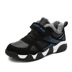 Boys Sneakers Winter Shoes Kids Cotton Shoes Fashion Fur Warm Outdoor Trainer Kids Running Shoes Children Sport Shoe Boots Tenis (Color: blue shoes kids, size: 12.5)