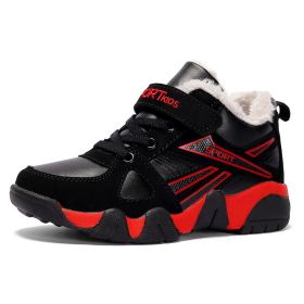 Boys Sneakers Winter Shoes Kids Cotton Shoes Fashion Fur Warm Outdoor Trainer Kids Running Shoes Children Sport Shoe Boots Tenis (Color: red winter shoes, size: 2.5)