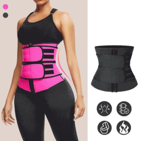 Modeling strap Neoprene Sauna Waist Trainer Corset Sweat Belt for Women Weight Loss Compression Trimmer Tummy Control Strap (Color: Pink, size: S)