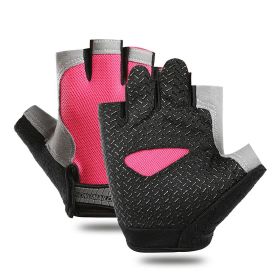 Breathable Fitness Gloves Gym Weightlifting Thin Non-slip Half Finger Cycling Gloves Equipment Yoga Bodybuilding Training Sports Pink Color (size: XL)